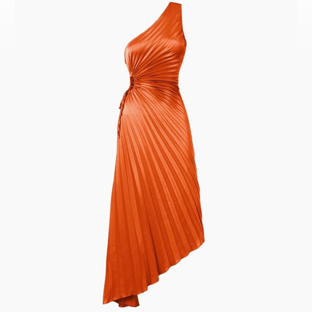 Bold In Pleat Satin Cutout Long Dress